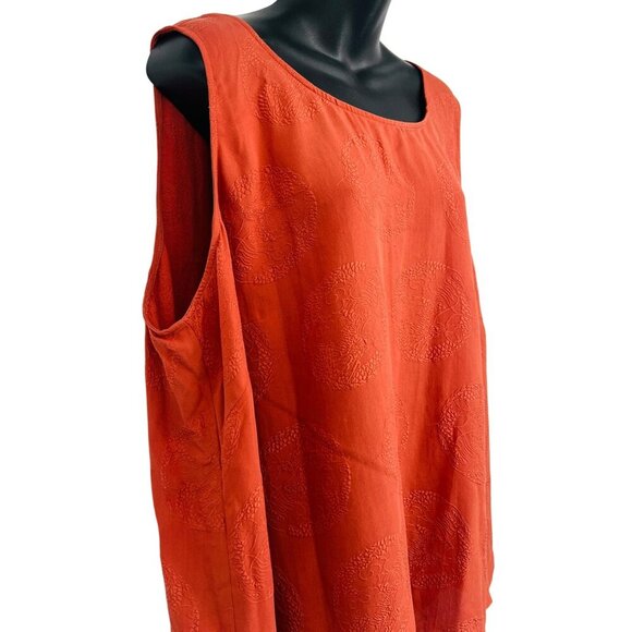 Citron Santa Monica Women Plus 3X Burnt Orange Silk Sleeveless Tank Top EUC - Picture 4 of 8